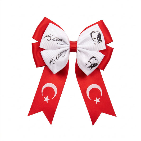 ATATÜRK VE BAYRAK MOTIFLI BAYRAM SAÇ TOKASI
